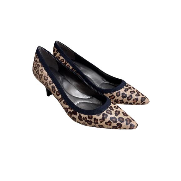 Bandolino Zandino b-flex pumps US 7.5M tan brown pony hair leather kitten heels - Picture 7 of 9